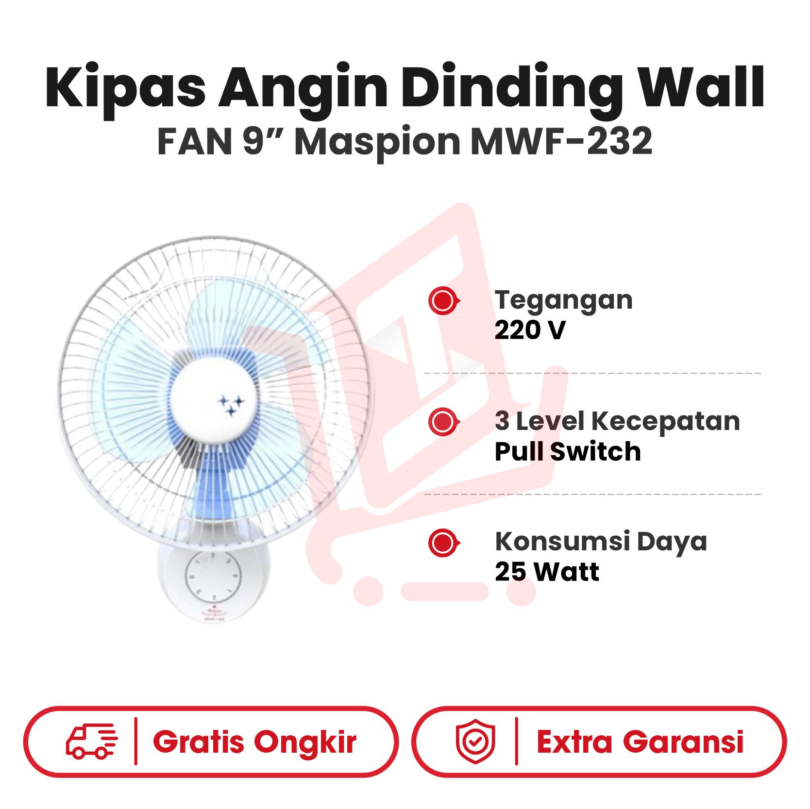 Kipas Angin Dinding Wall Fan Maspion Mwf Topsell Indonesia