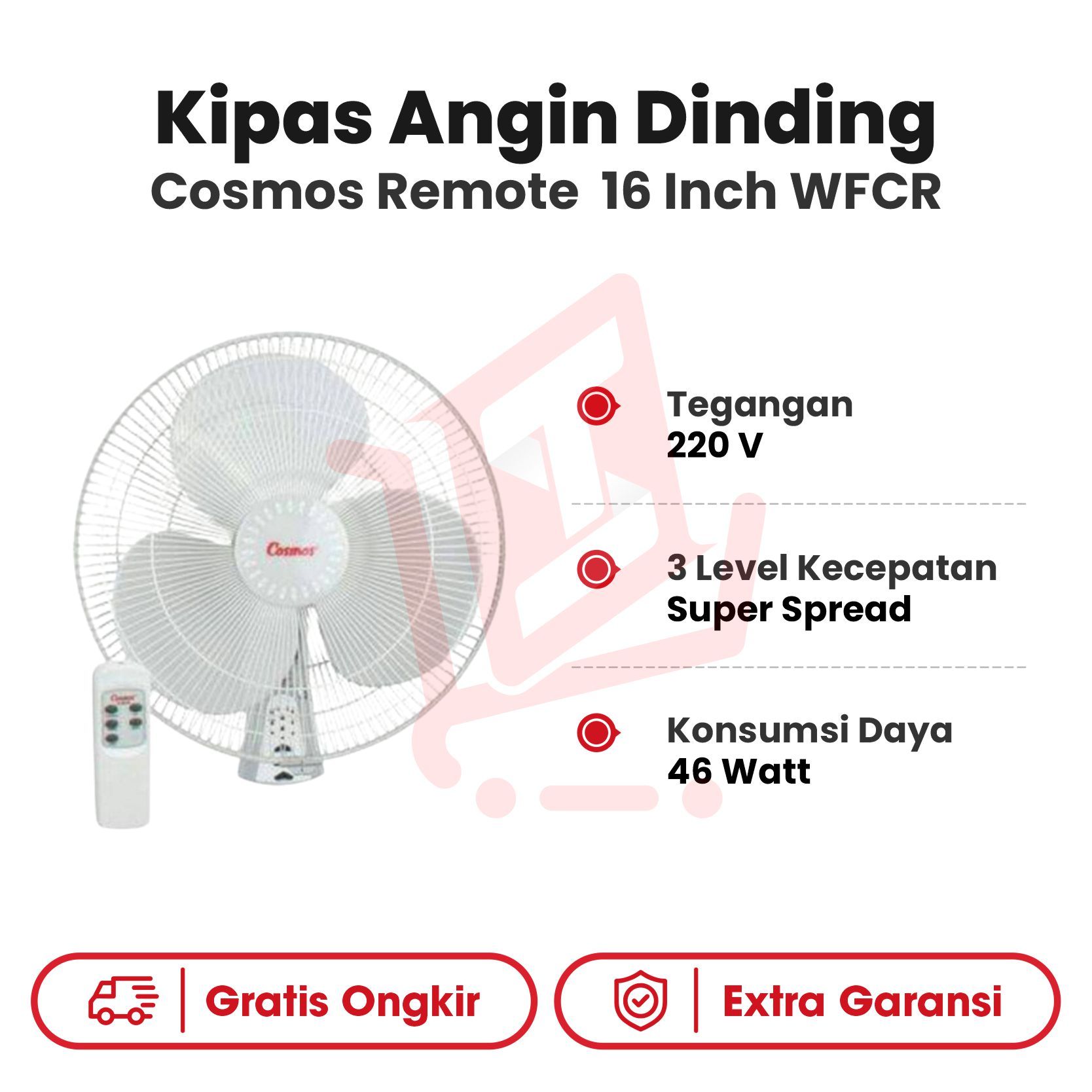 Kipas Angin Dinding Cosmos Remote 16inc Wfcr Topsellbelanja 6088