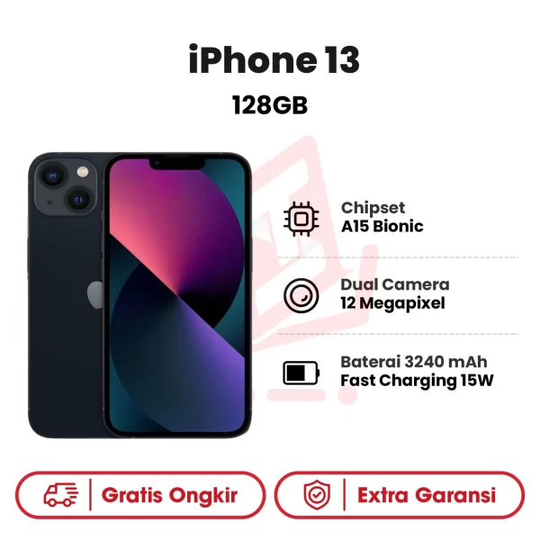 iPhone 13 128GB Garansi Resmi - Midnight