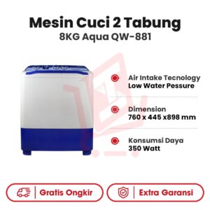 Mesin Cuci 2 Tabung Aqua QW-881 8KG