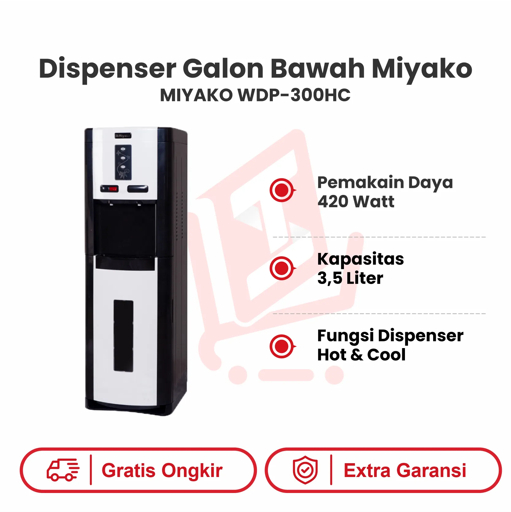 DISPENSER GALON BAWAH MIYAKO WDP 300HC