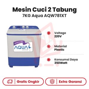 Mesin Cuci 2 Tabung 7Kg Aqua AQW781XT