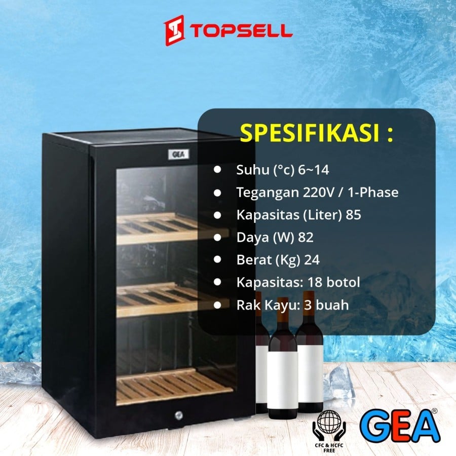 Showcase Wine Cooler Single Temperatur 58 L GEA XW85FD Topsellbelanja