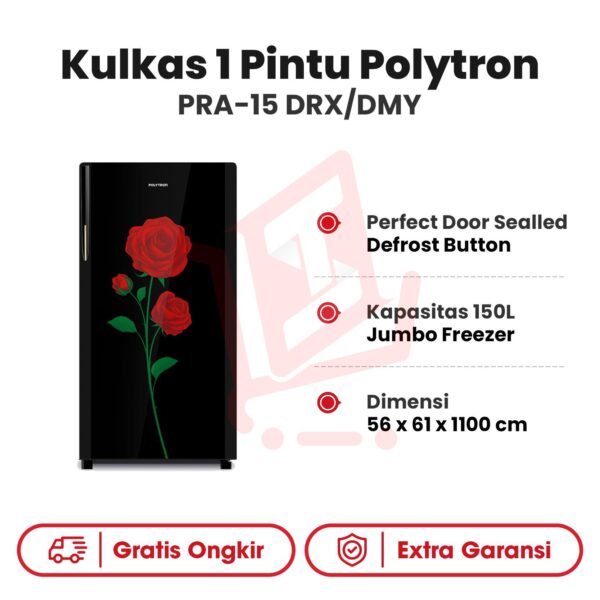 Kulkas 1 Pintu Polytron PRA-15 DRX/DMY