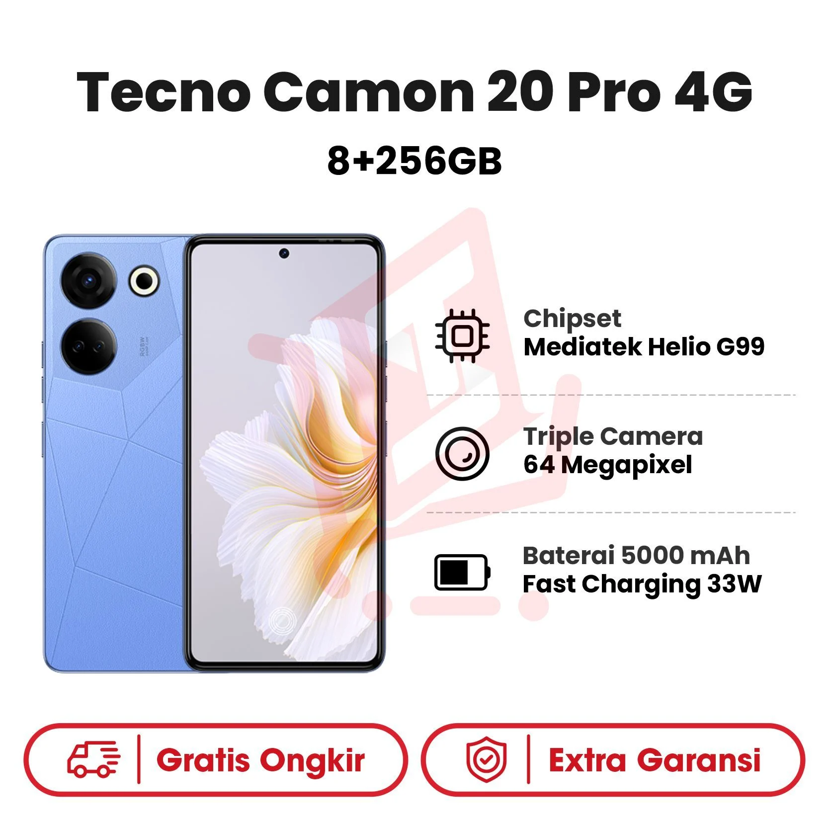 Tecno Camon 20 Pro 4G 8+256GB Garansi Resmi - Topsell Indonesia