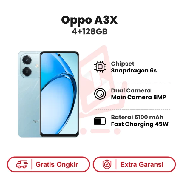 Oppo A3x 4+128GB Garansi Resmi