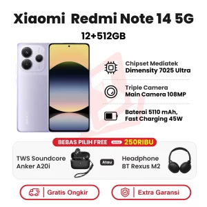 Xiaomi Redmi Note 14 5G 12+512GB Garansi Resmi