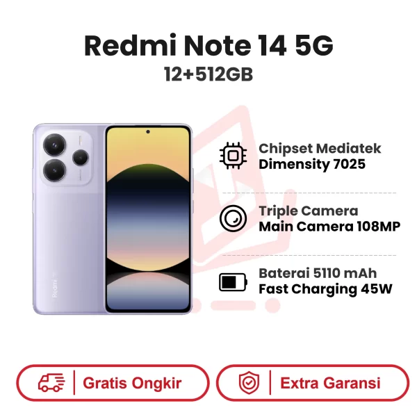Xiaomi Redmi Note 14 5G 12+512GB Garansi Resmi