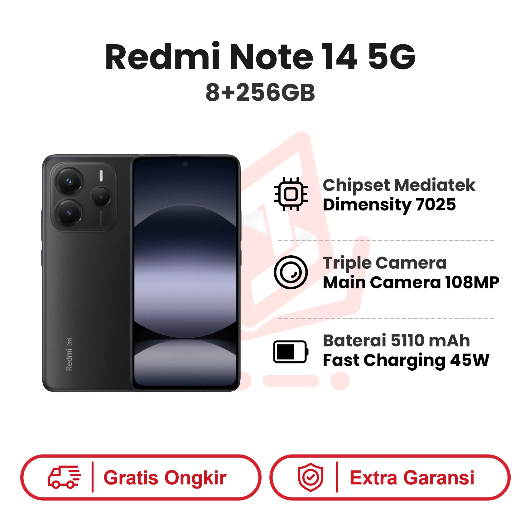 Xiaomi Redmi Note 14 5G 8+256GB Garansi Resmi