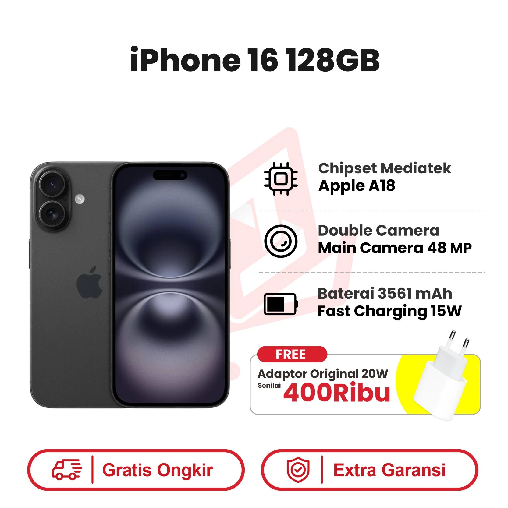 iphone 16 128 black adaptor