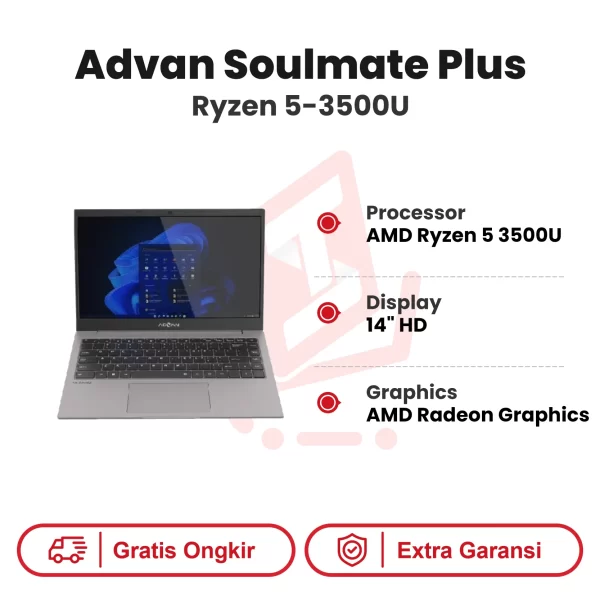 Laptop Advan Soulmate Plus Ryzen 5-3500U