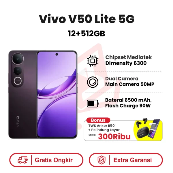 Vivo V50 Lite 5G 12+512GB Garansi Resmi