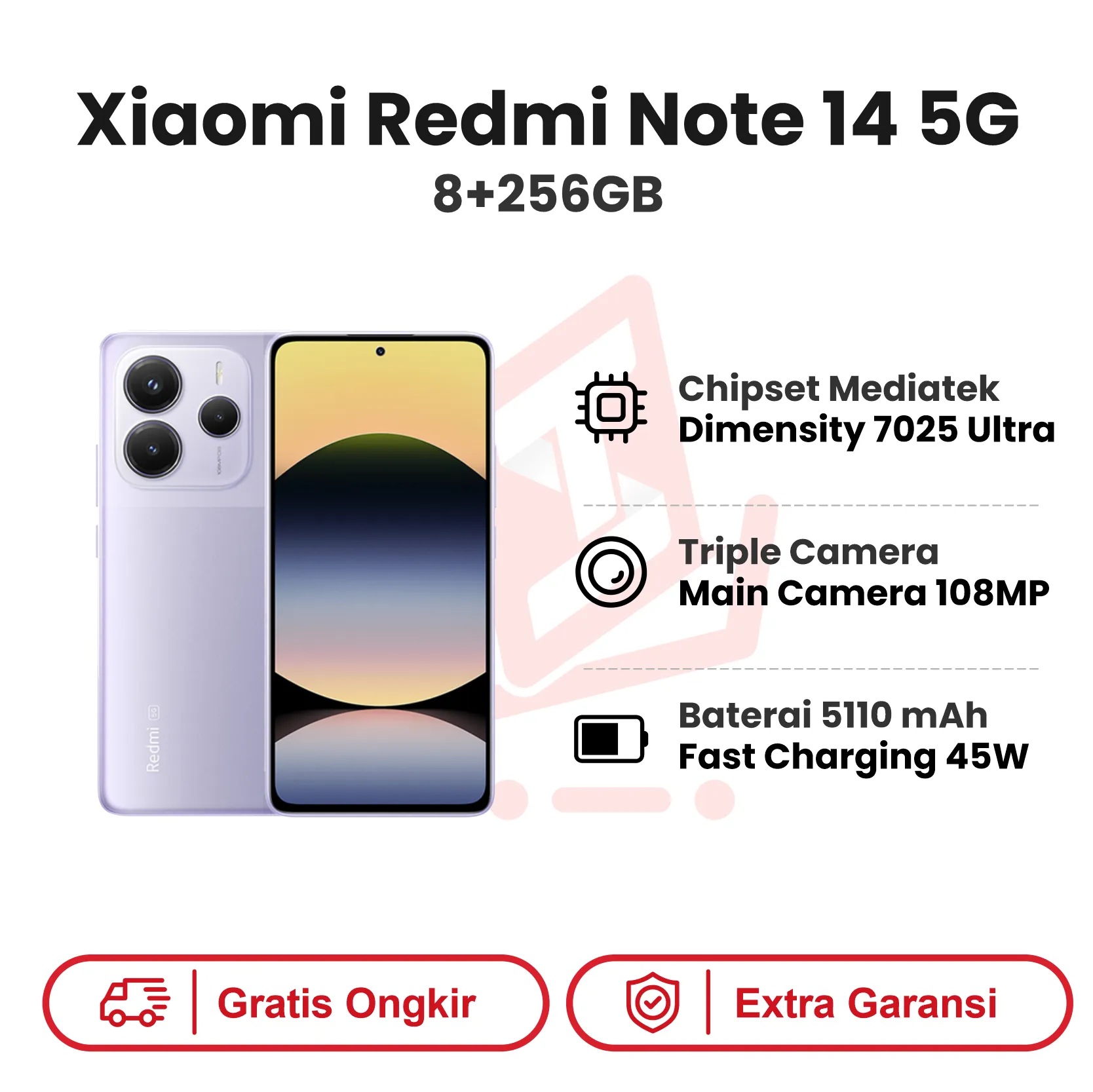 Xiaomi Redmi Note 14 5G 8+256GB Garansi Resmi