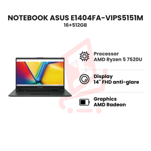 NOTEBOOK ASUS E1404FA VIPS5151M R5 7520U 16GB 512GB WIN11 BLACK