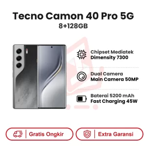Tecno Camon 40 Pro 5G 8+256GB Garansi Resmi