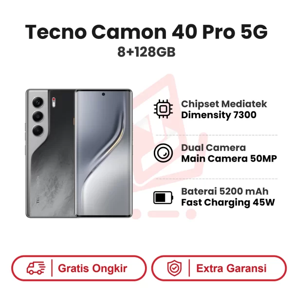 Tecno Camon 40 Pro 5G 8+256GB Garansi Resmi