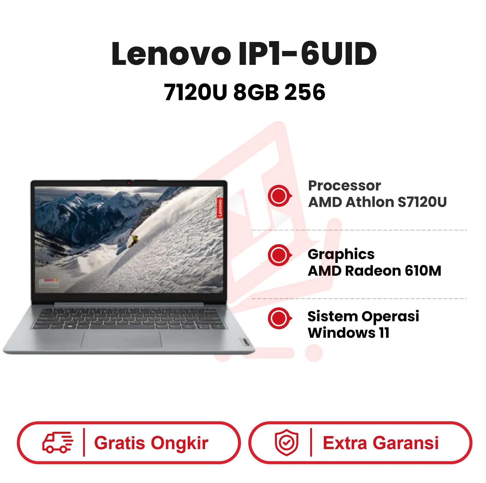 Laptop Lenovo IP1-6UID ATHLON 7120U 8GB 512GB WIN11 Grey