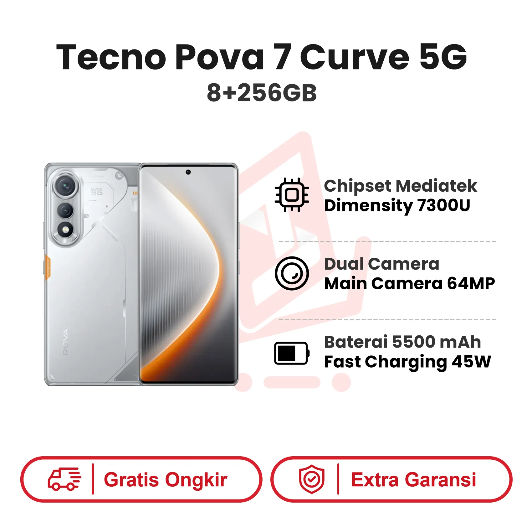 Tecno Pova 7 Curve 5G 8+256GB Garansi Resmi