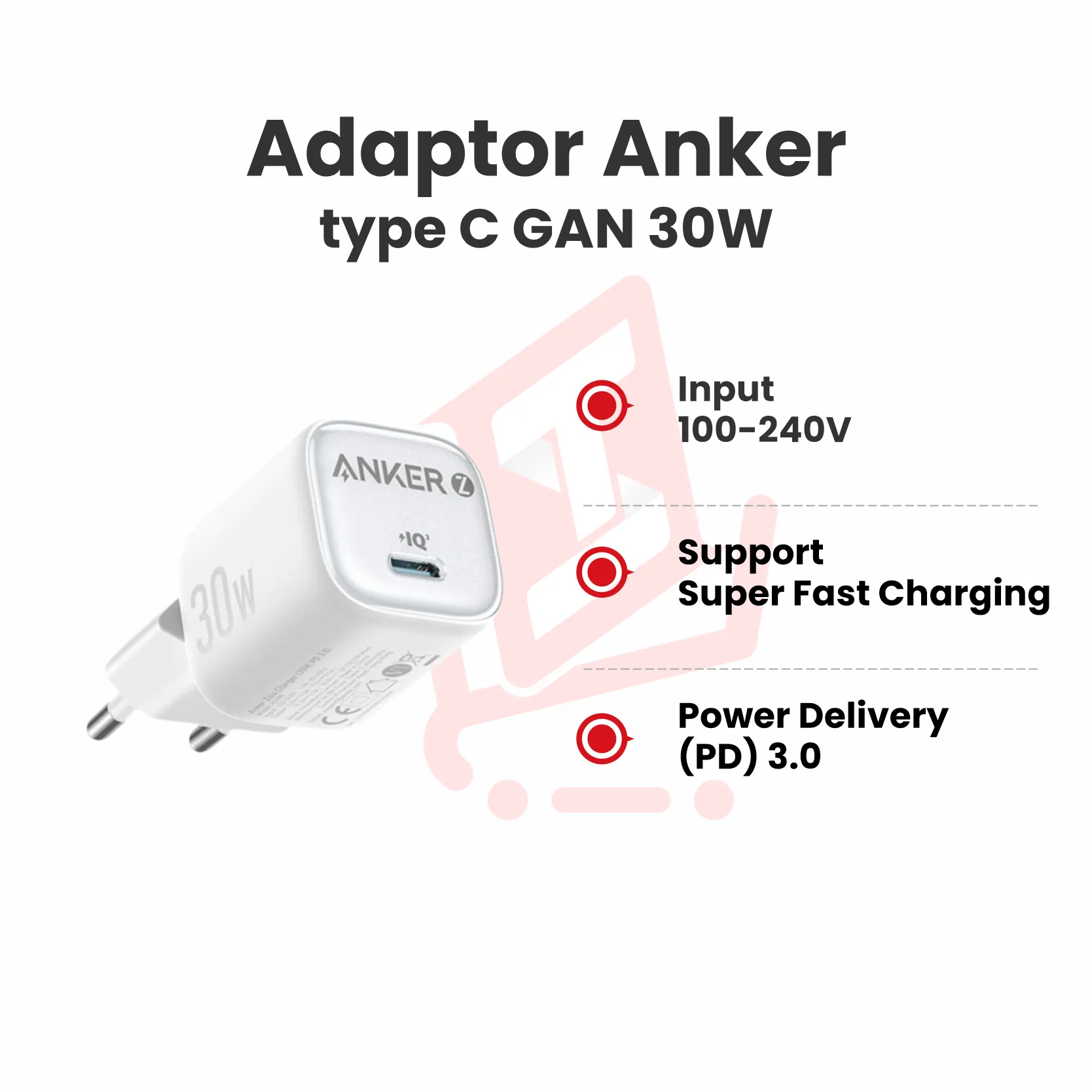 ADAPTOR ANKER TYPE C GAN 30W