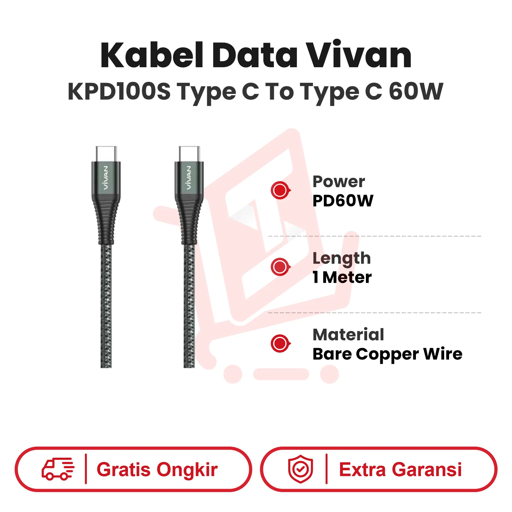 KABEL VIVAN KPD100S 60W C TO C