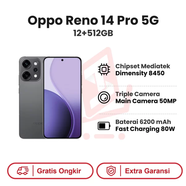 Oppo Reno 14 Pro 5G 12+512GB Garansi Resmi