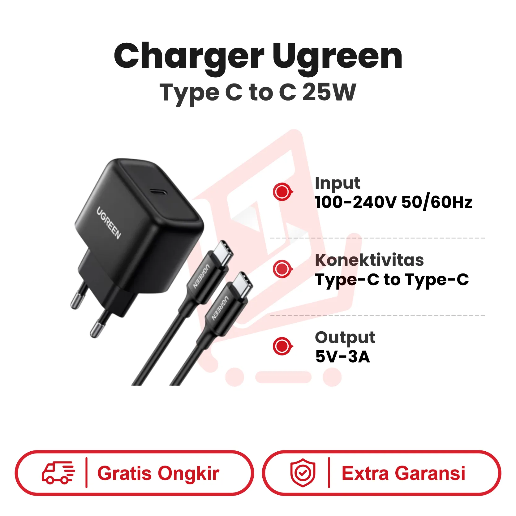 Charger Ugreen Type C to C PD 25W