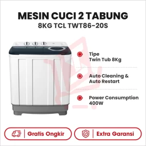Mesin Cuci 2 Tabung TWT86-20S Twintub 8KG