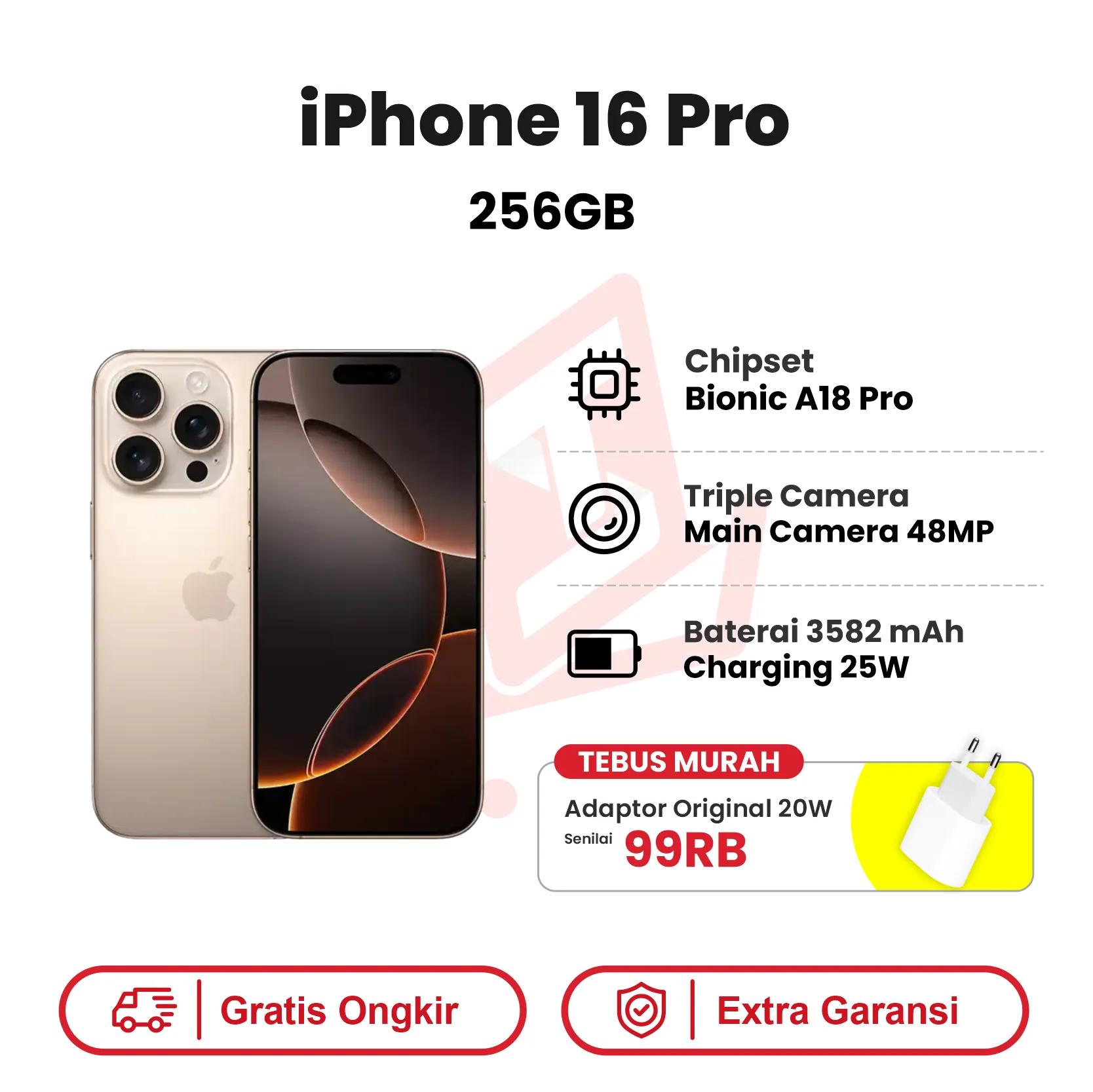 iPhone 16 Pro 256GB Garansi Resmi