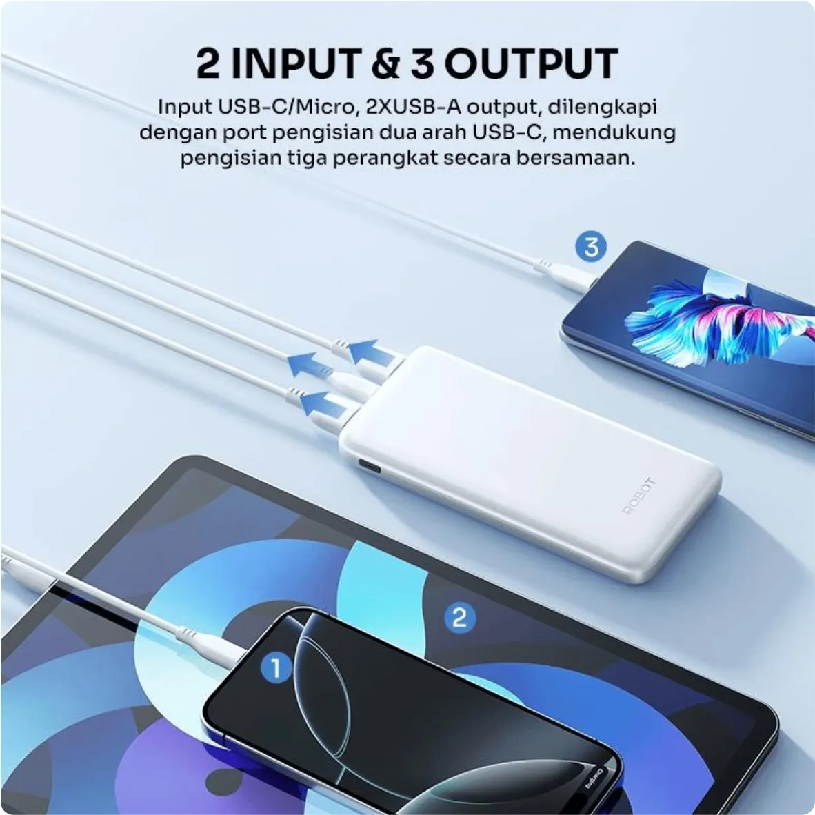 Powerbank Robot RT180S 10.000mAh Garansi Resmi - Gambar 3
