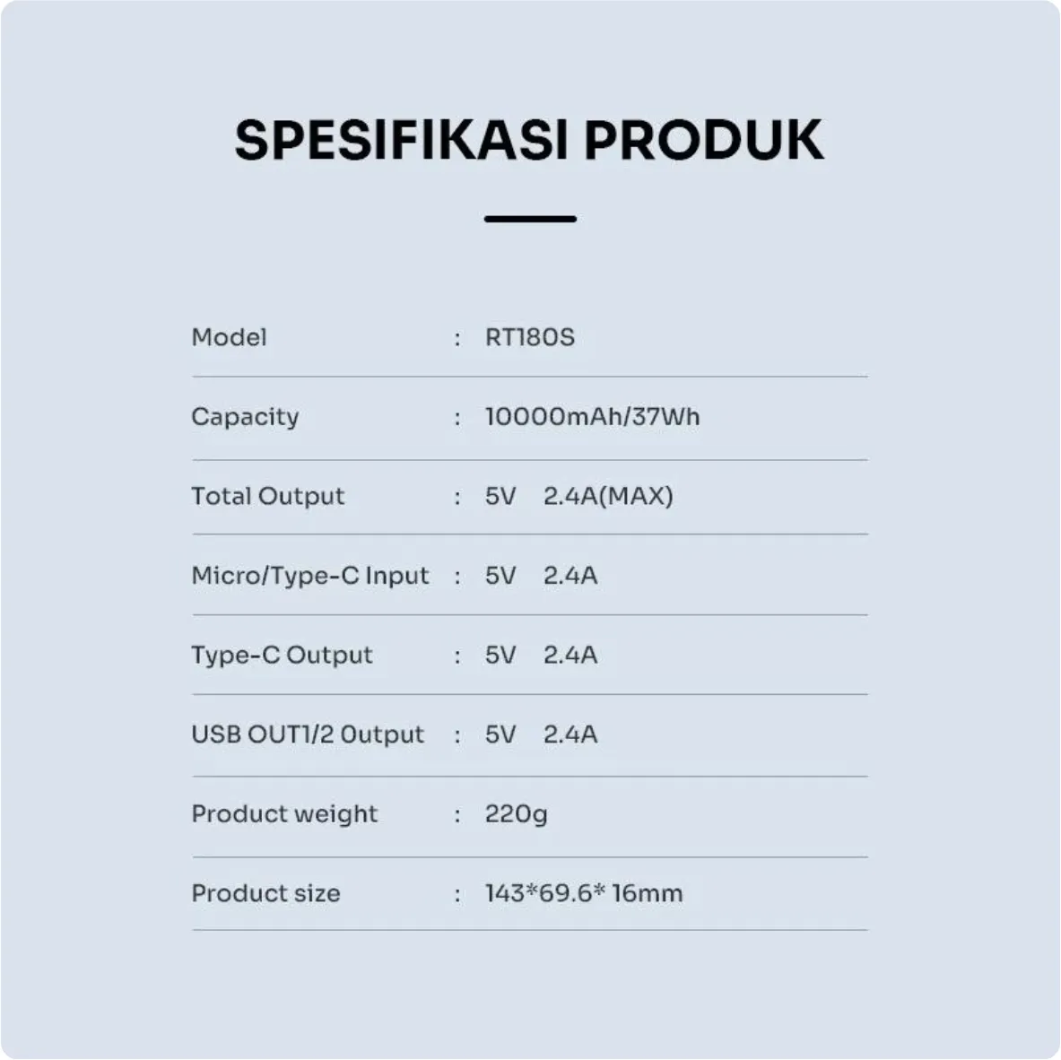 Powerbank Robot RT180S 10.000mAh Garansi Resmi - Gambar 8