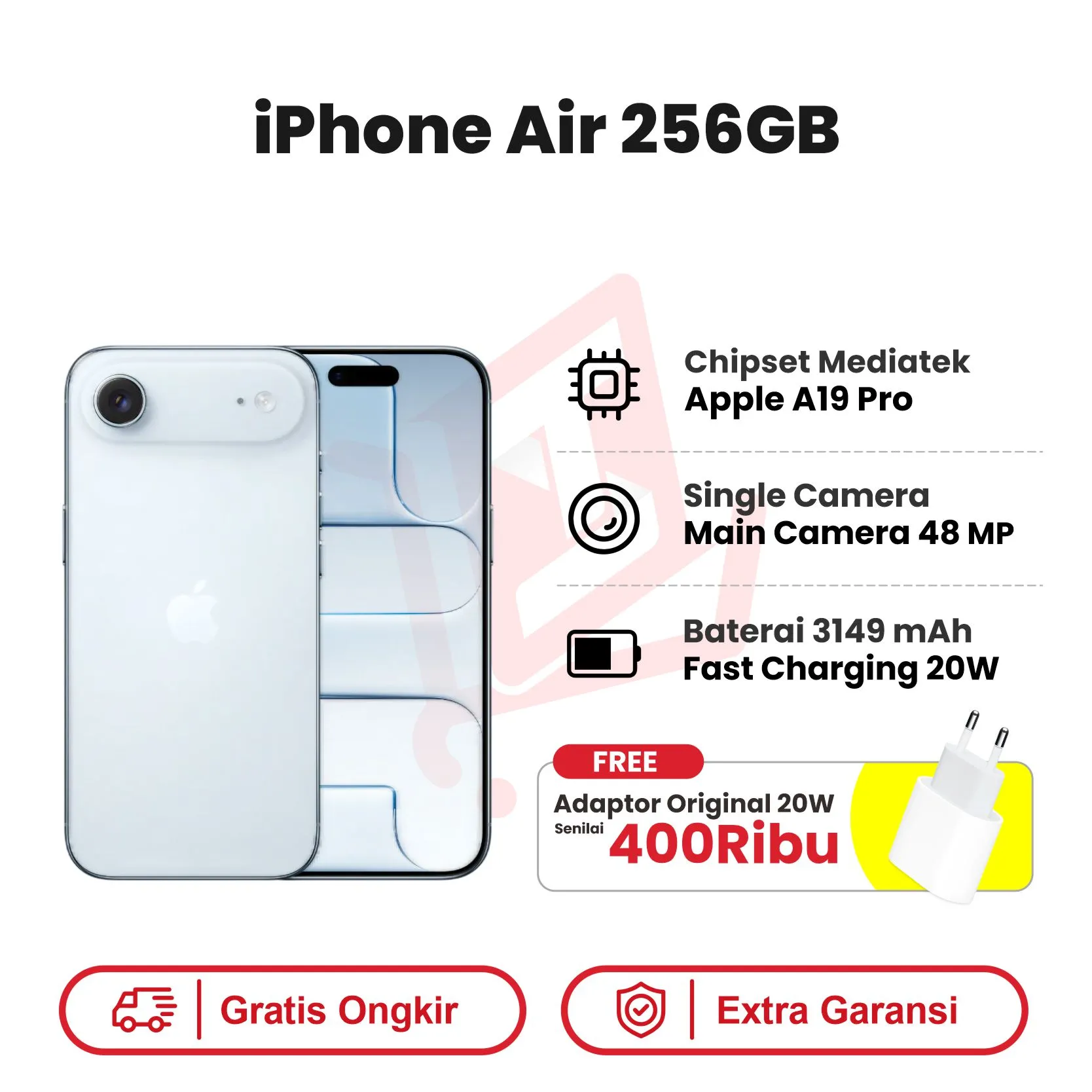 iphone 17 air 256 biru adaptor