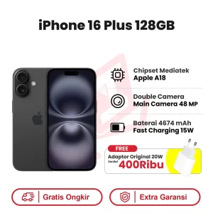 iphone 16 plus 128 black adaptor