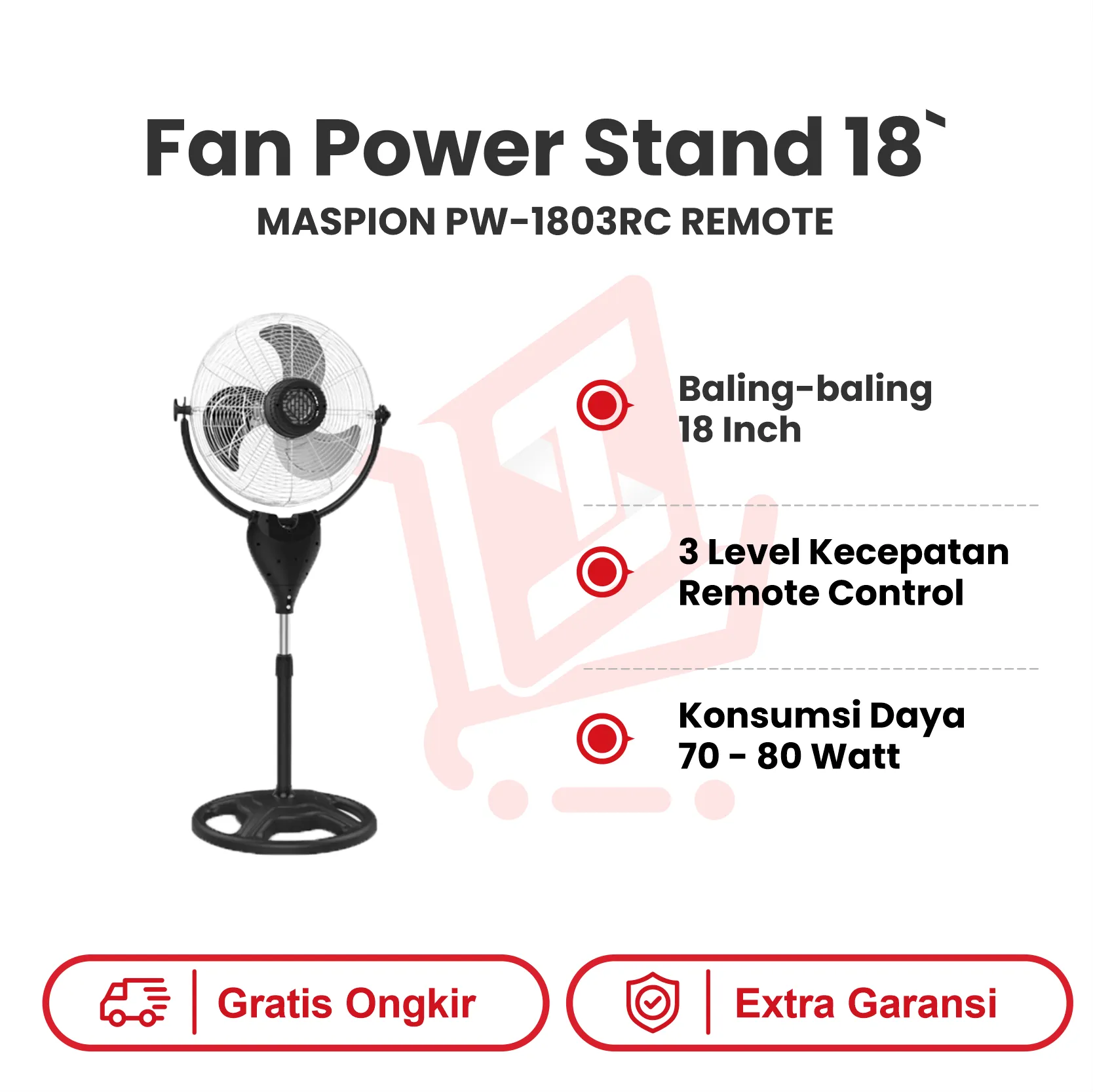 FAN POWER STAND 18` MASPION PW 1803RC REMOTE