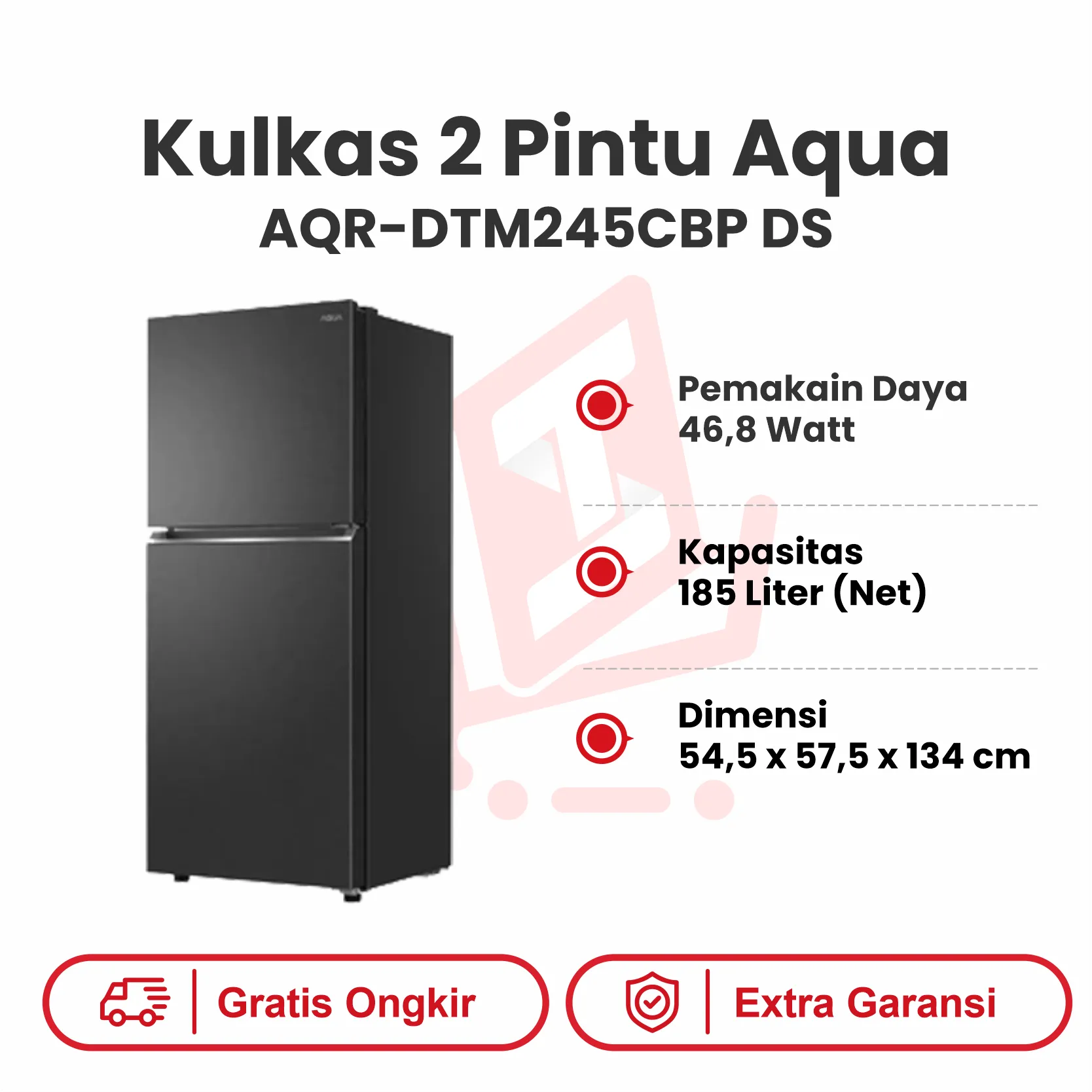KULKAS 2PINTU AQUA AQR DTM245CBP DS