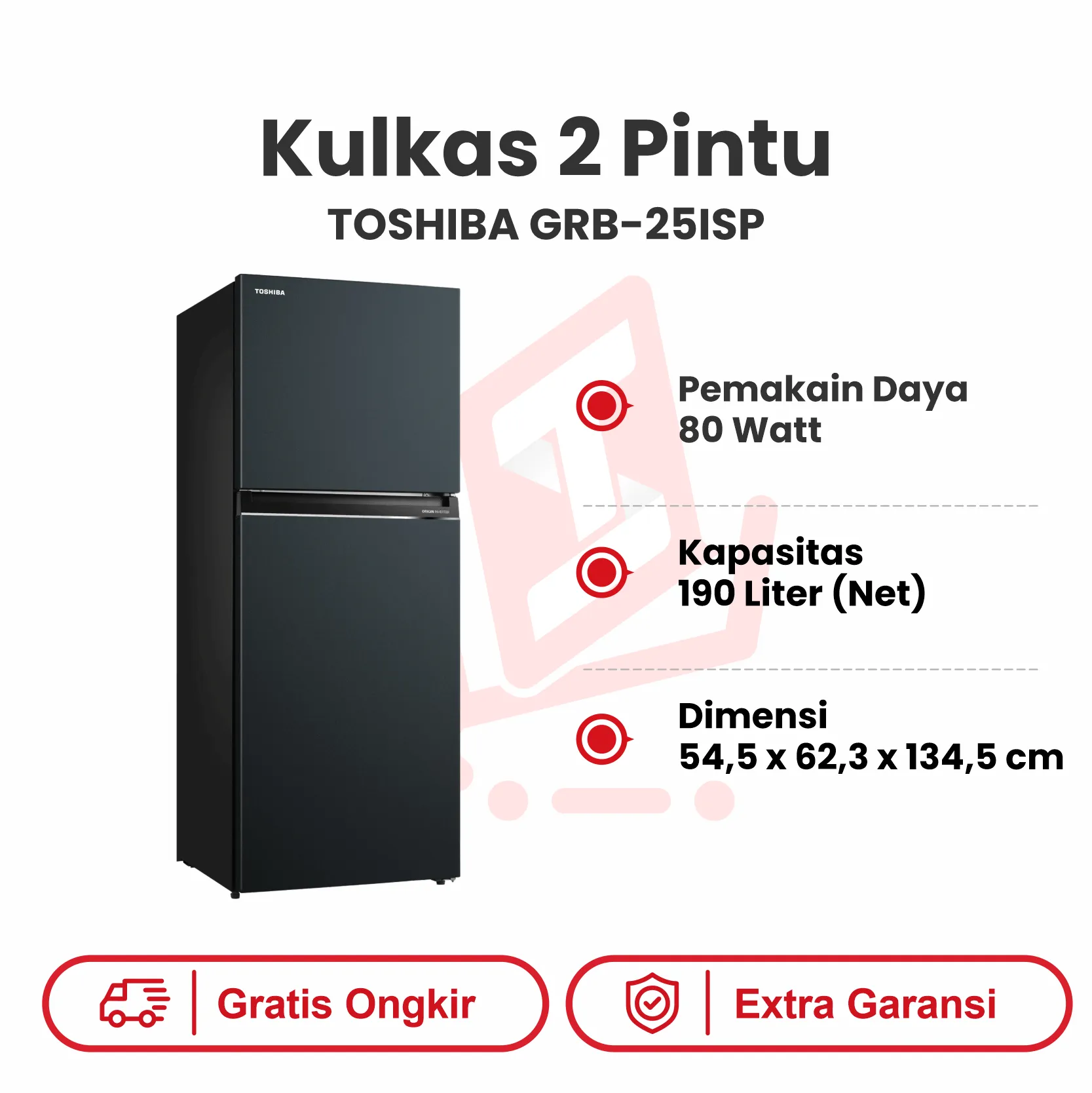 KULKAS 2PINTU TOSHIBA GRB 25ISP