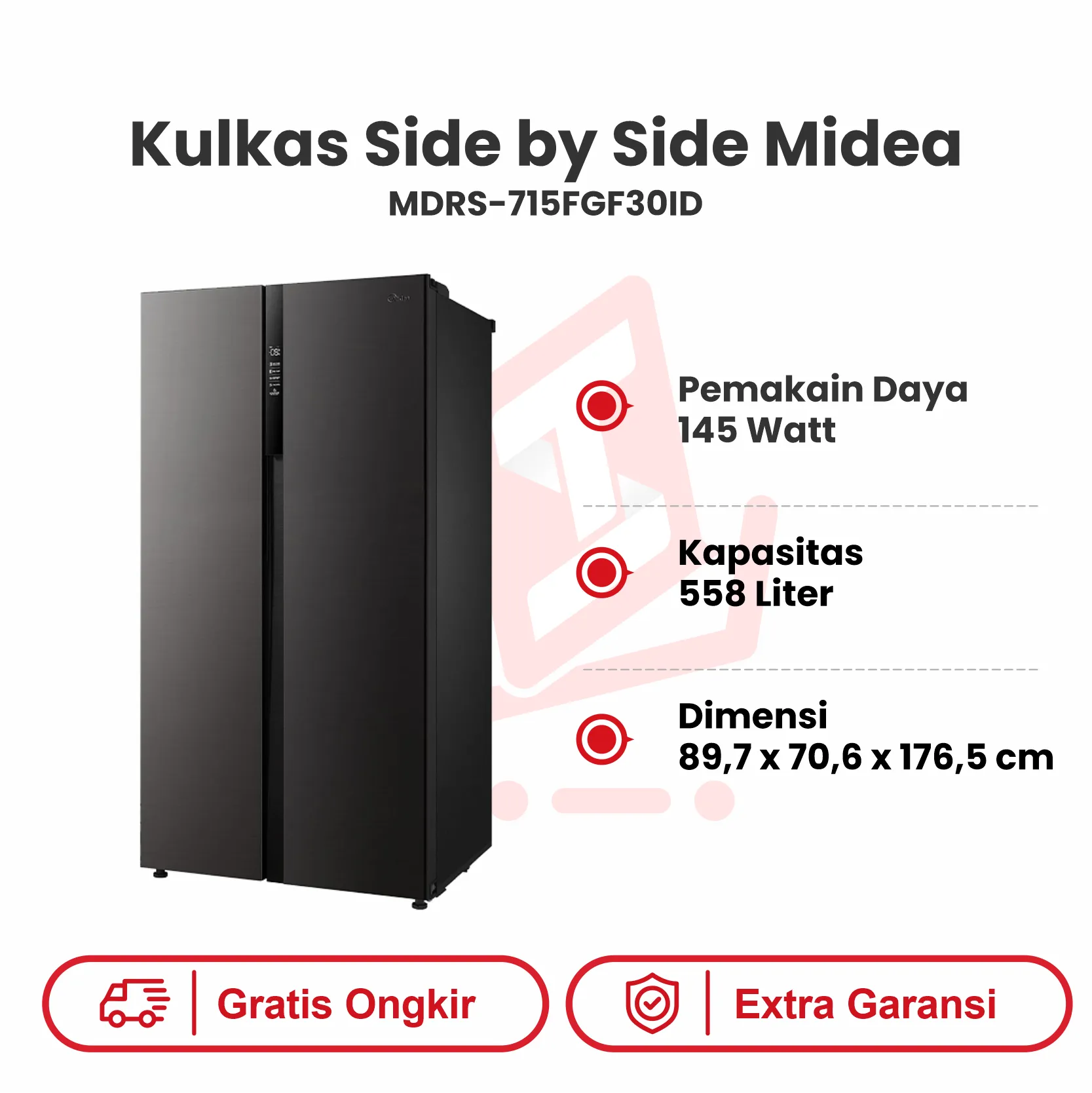 KULKAS SIDE BY SIDE MIDEA MDRS 715FGF30ID