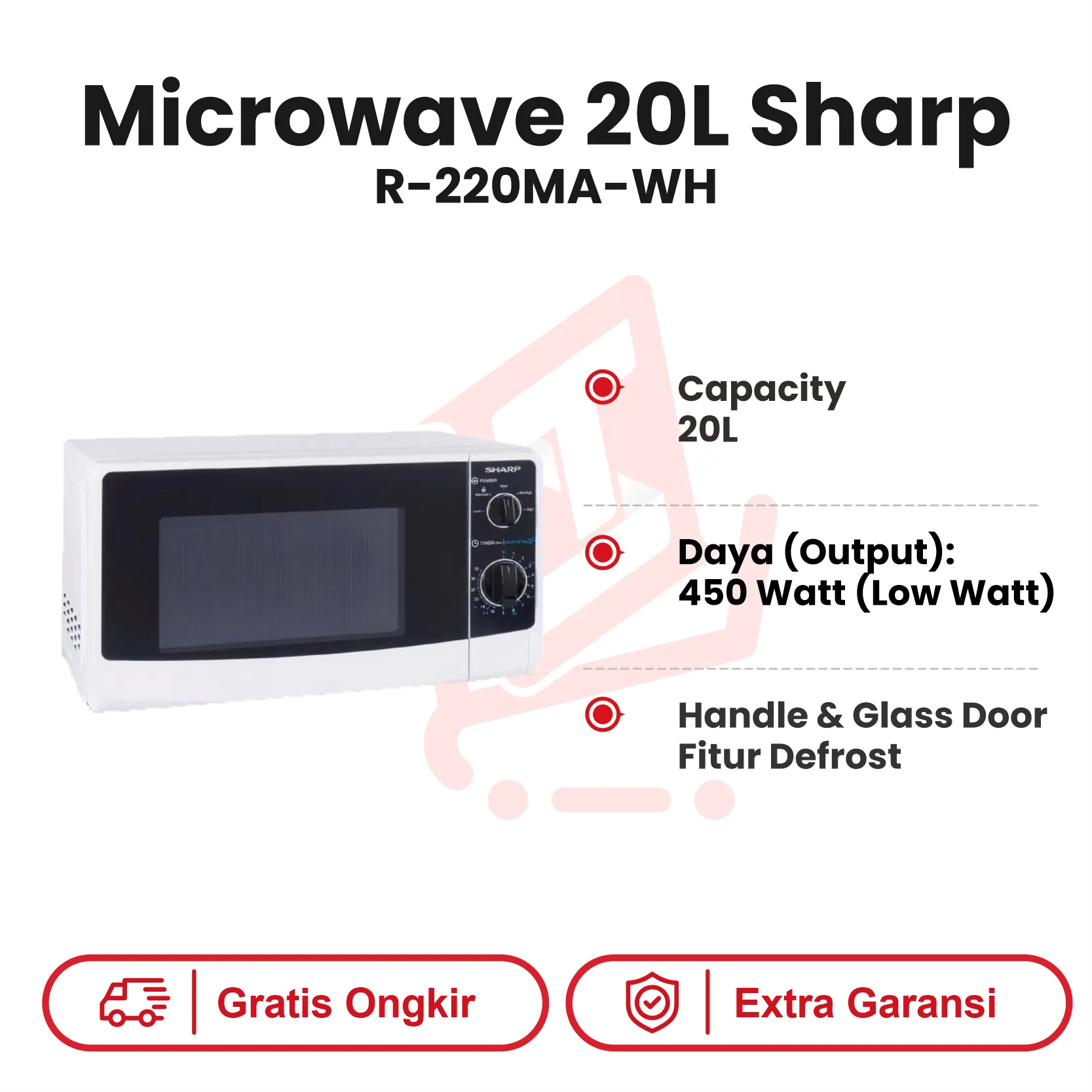 MICROWAVE 20L SHARP R 220MA WH