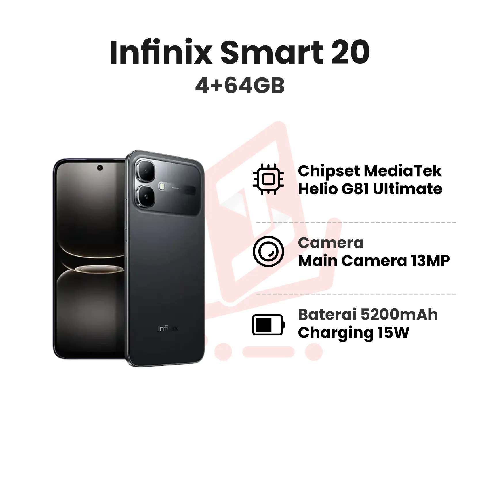 Infinix Smart 20 Black 4+64GB