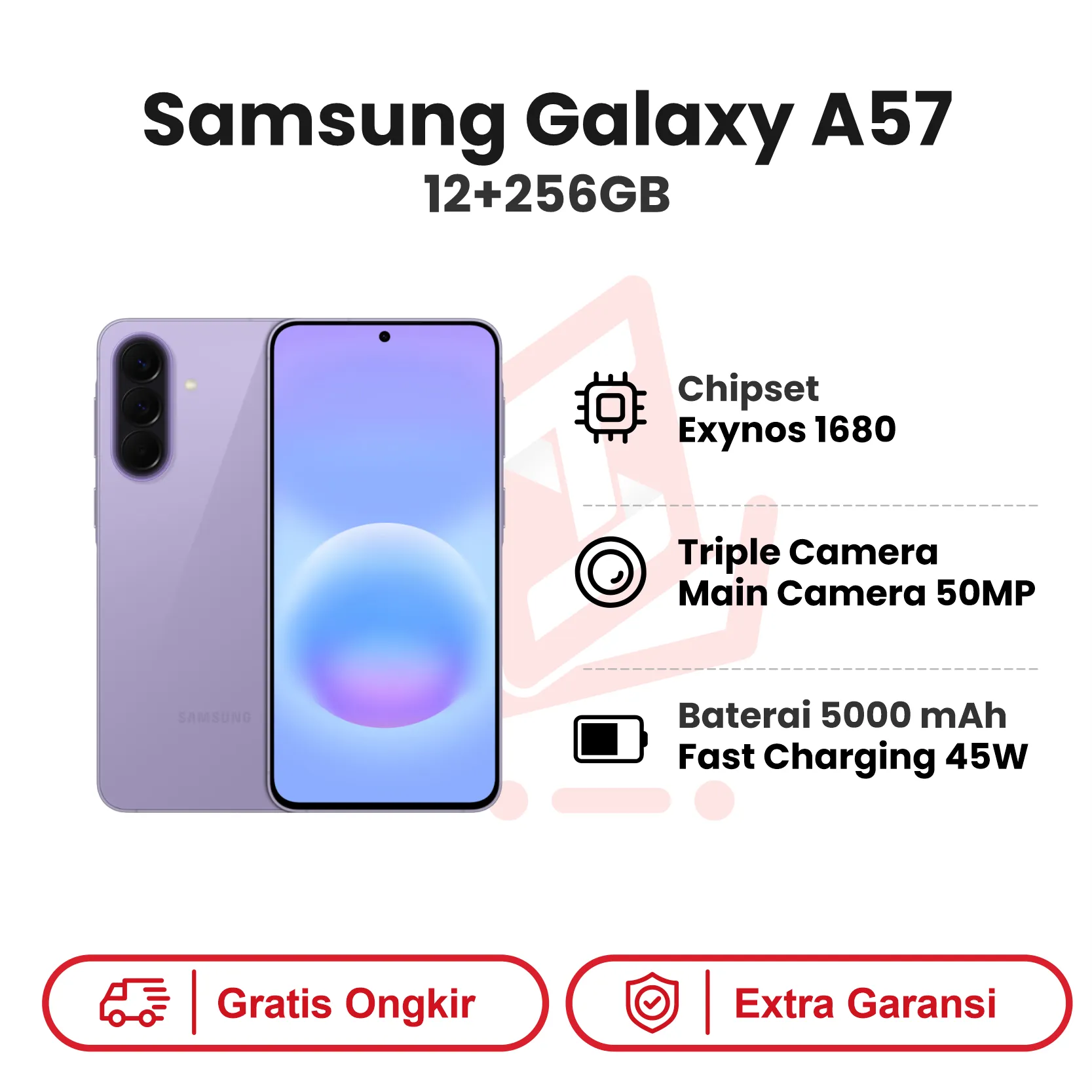 SAMSUNG A57 LILAC 12+256GB
