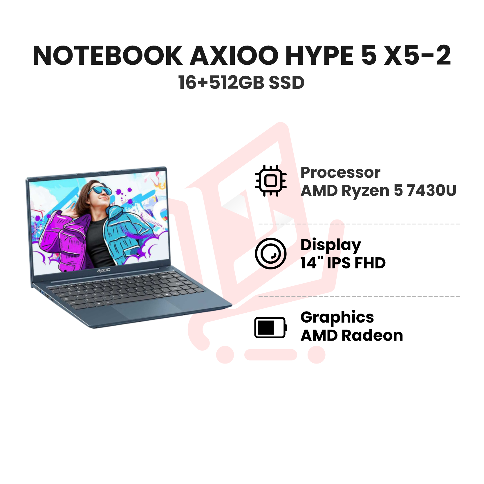NOTEBOOK AXIOO HYPE 5 X5 2 AMD R5 7430 8GB 256GB SSD BLUE