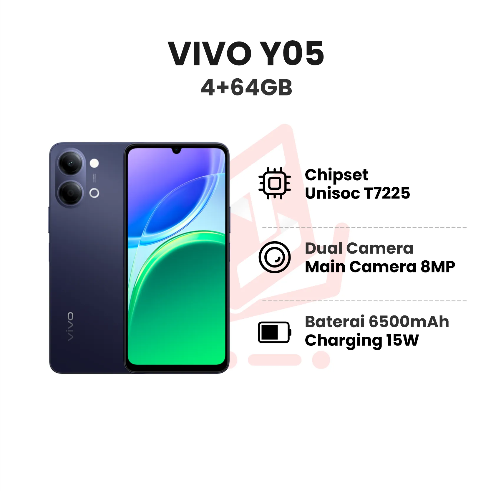 Vivo Y05 Hitam Malam 4+64GB