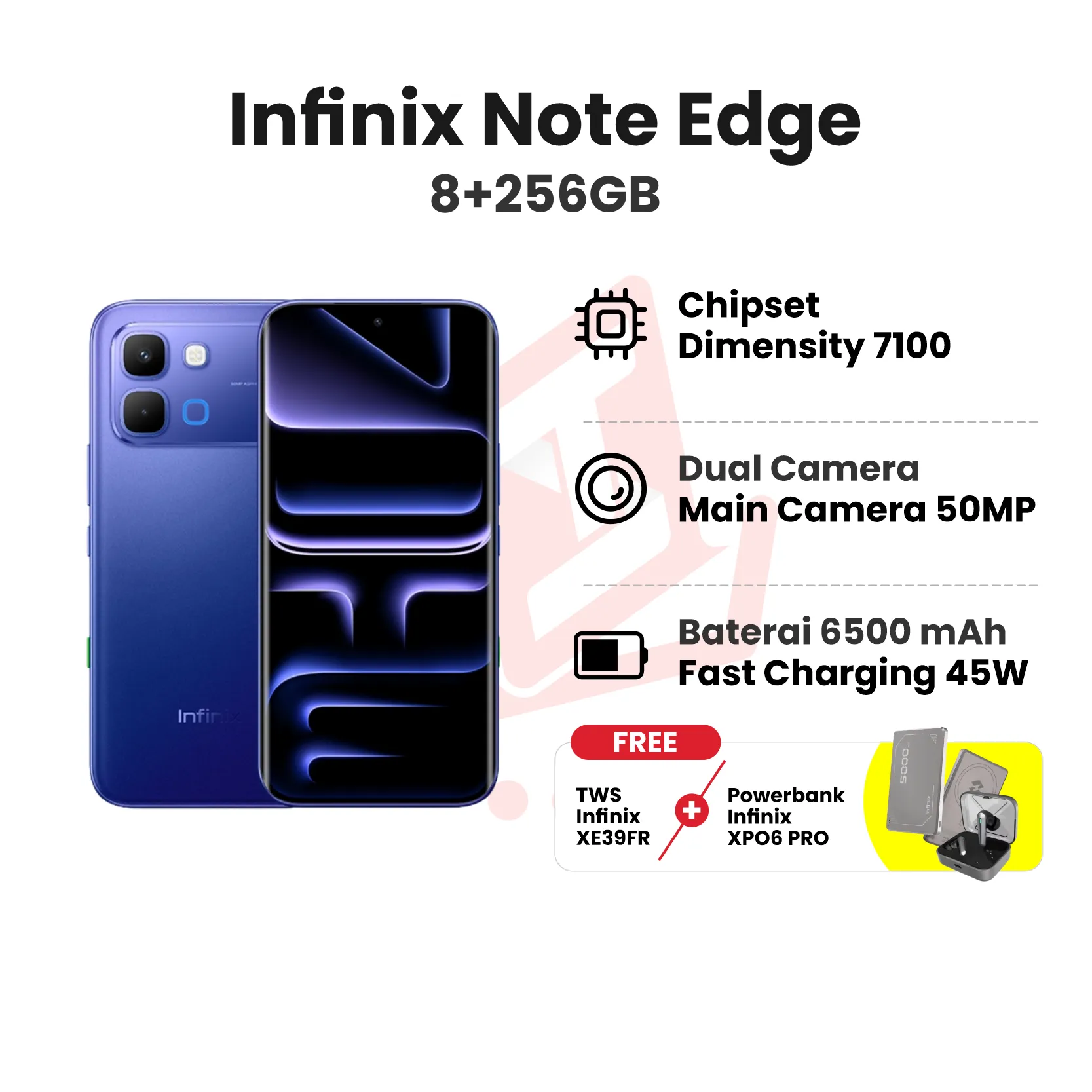 INFINIX NOTE EDGE 8+256GB + BONUS TWS DAN PB
