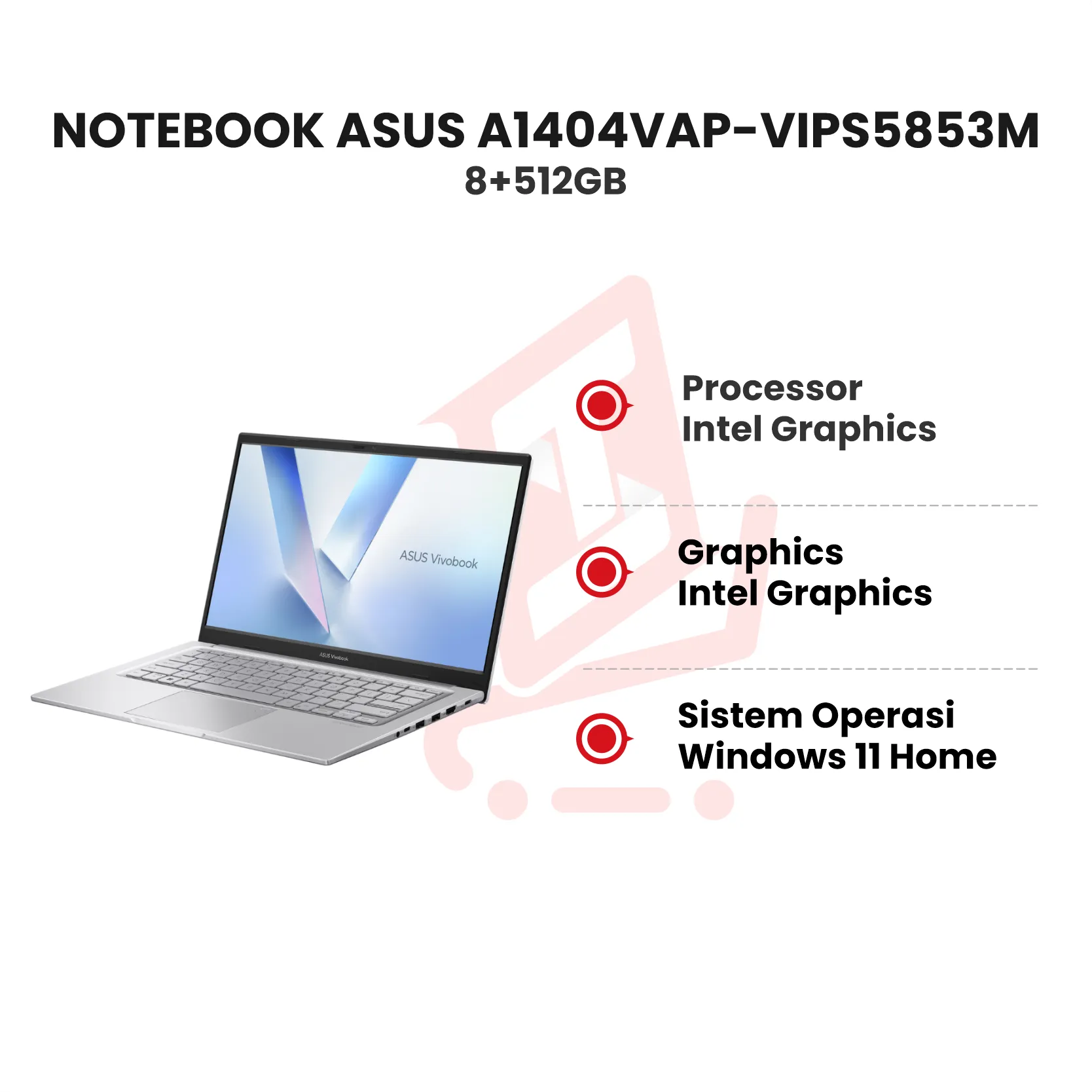 NOTEBOOK ASUS A1404VAP VIPS5853M CORE 5 120U 8GB 512GB WIN11 SLV