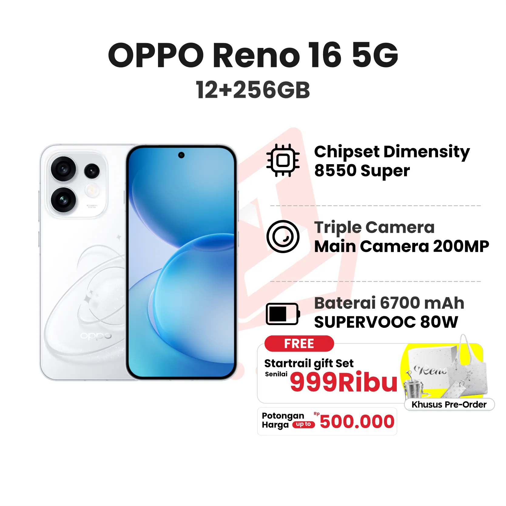 OPPO RENO 16 5G 12+256GB POP WHITE