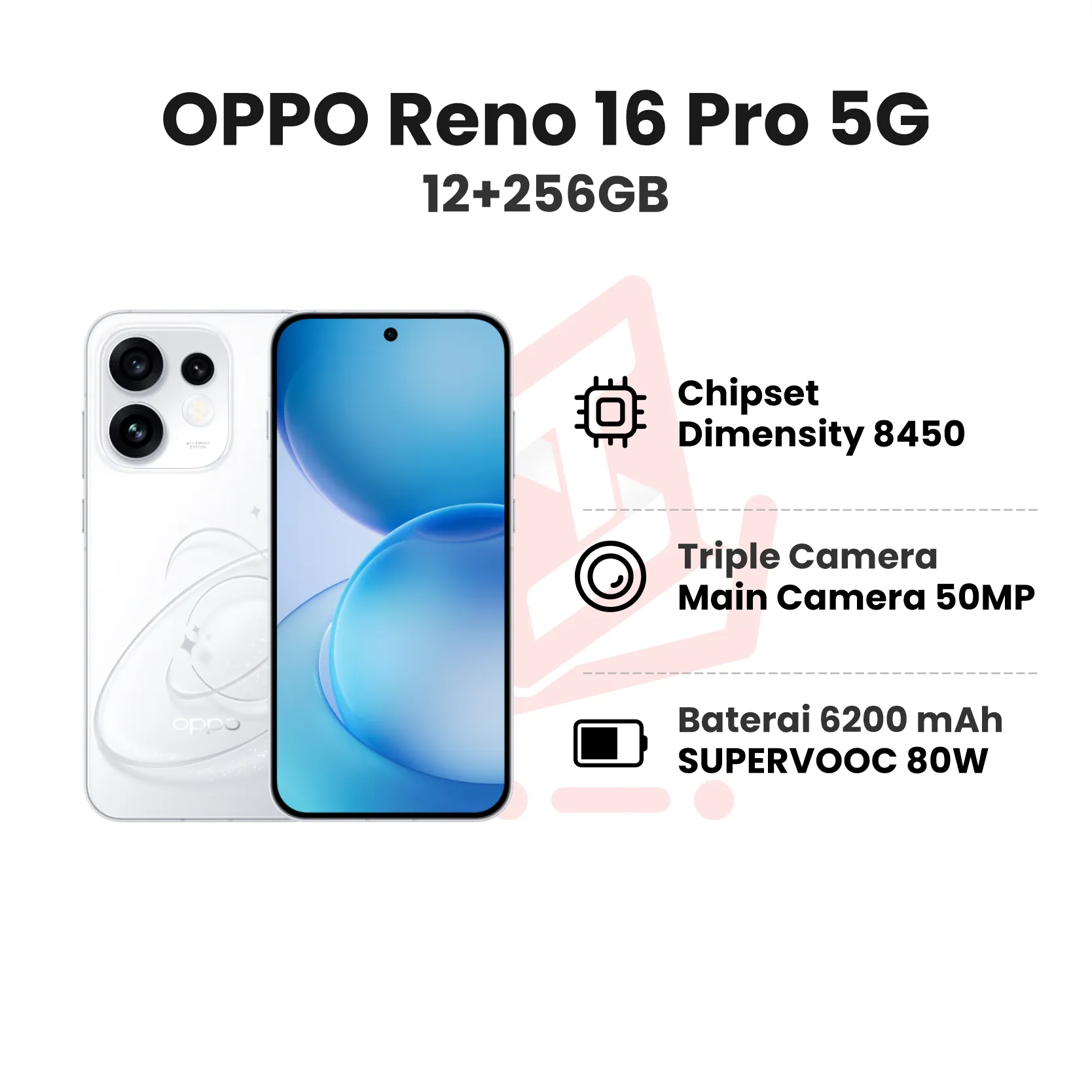 OPPO RENO 16 PRO 5G 12+256GB POP WHITE