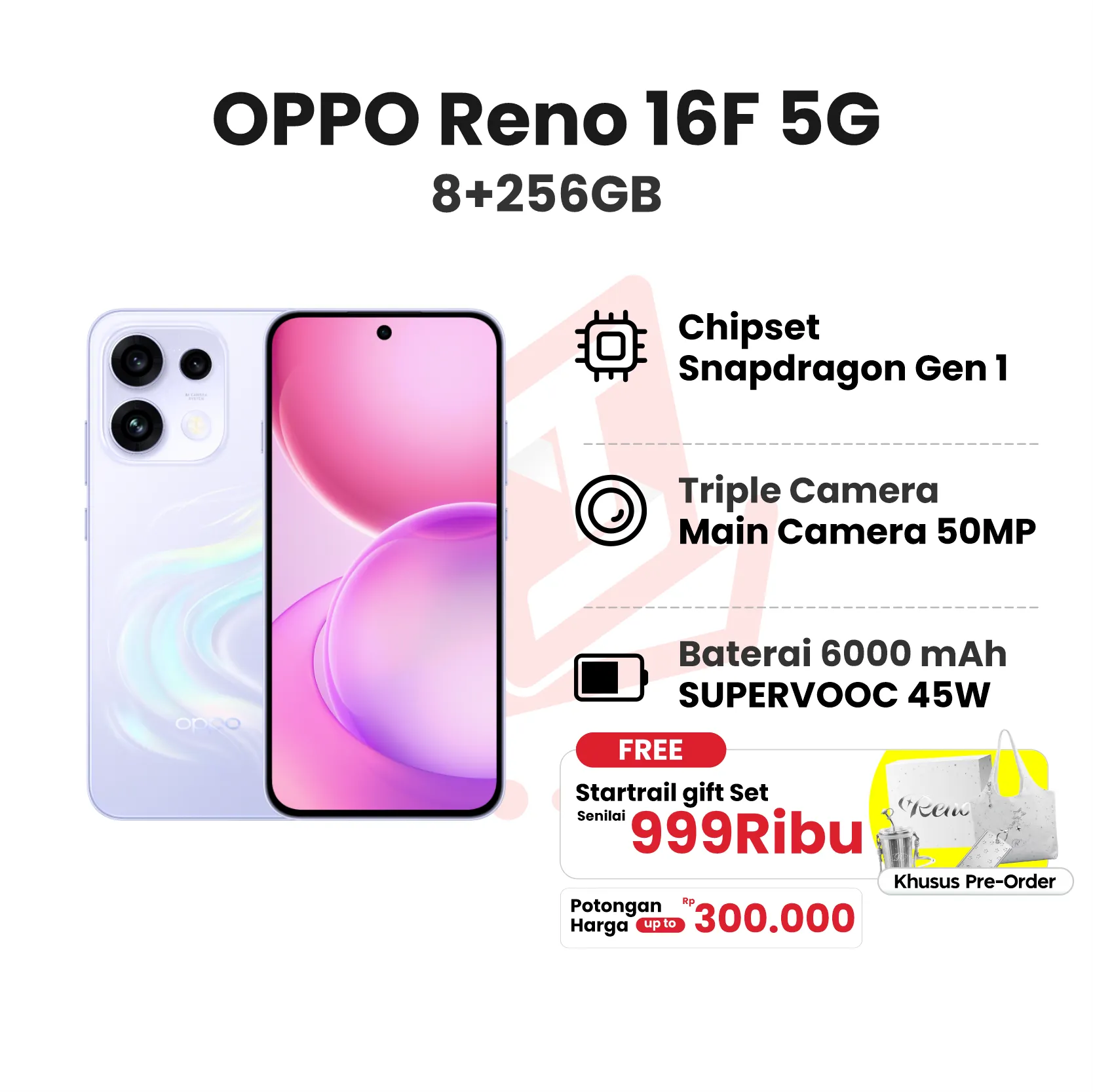 OPPO RENO 16F 5G 8+256GB DREAM PURPLE