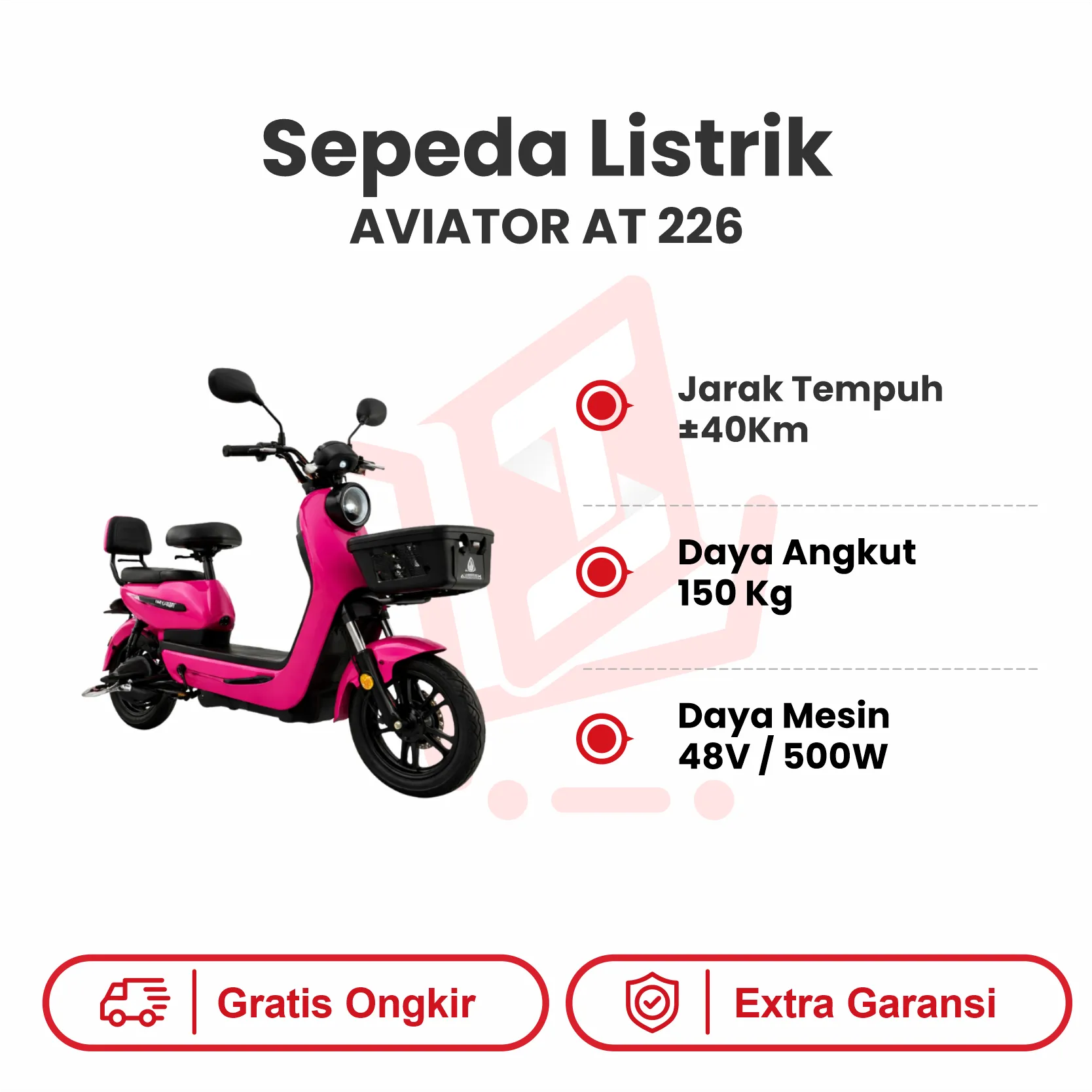 SEPEDA LISTRIK AVIATOR AT 226 PINK