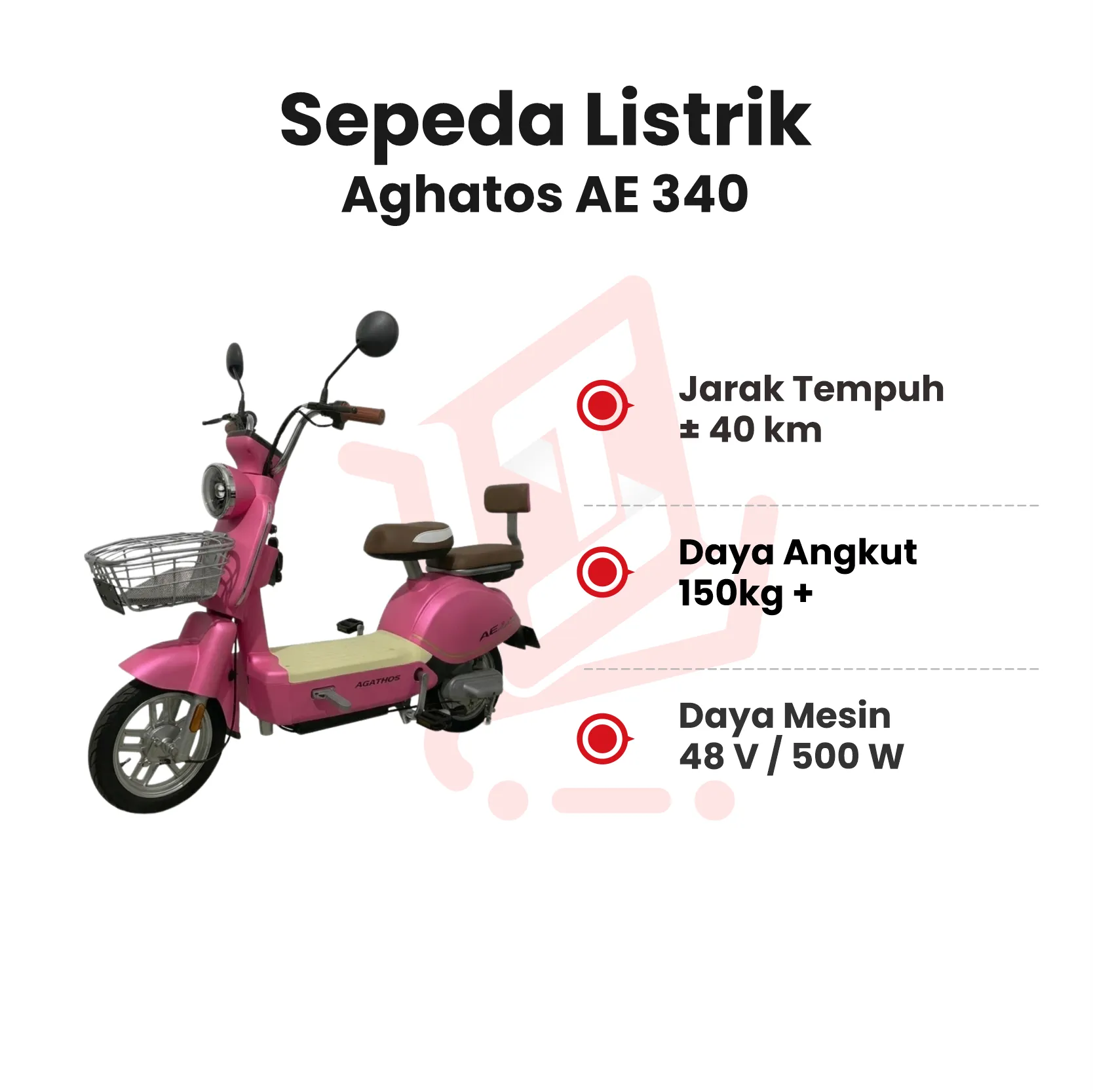Sepeda Listrik Aghatos AE 340 PINK
