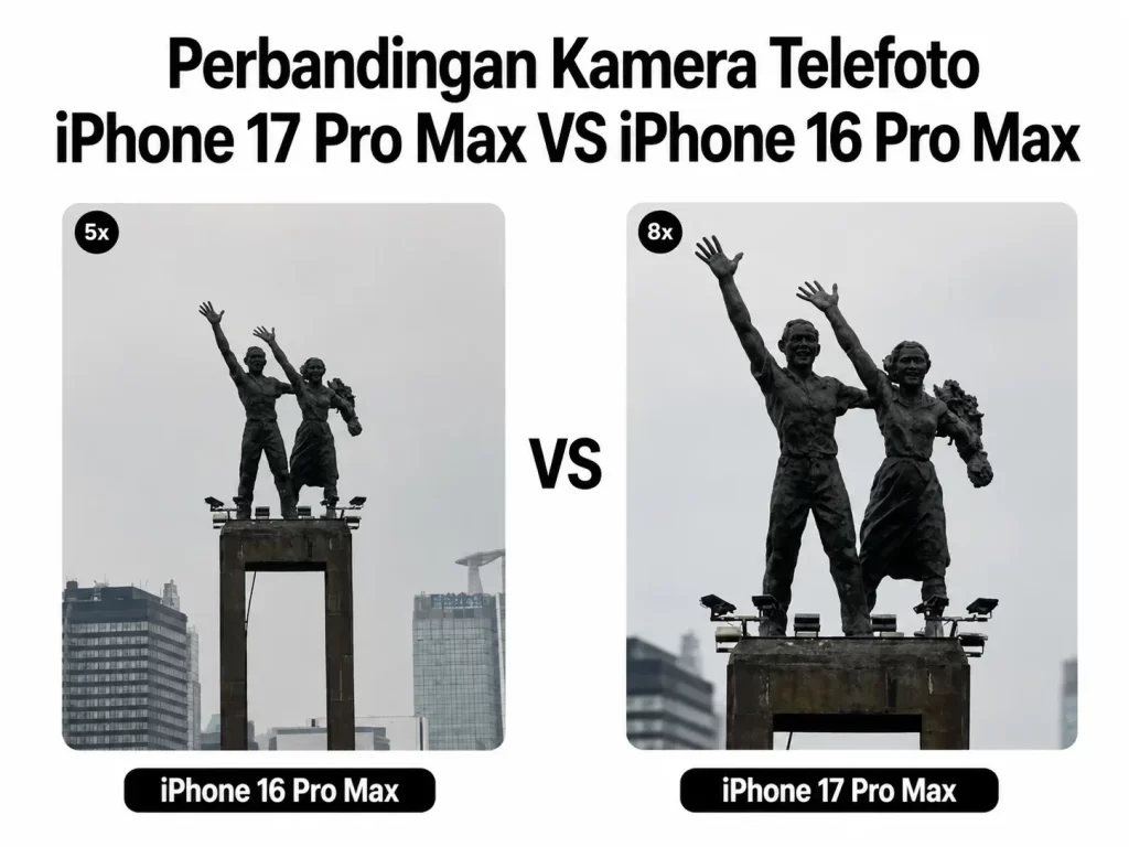 Perbandingan kamera Telefoto iPhone 17 Pro Max VS iPhone 16 Pro Max result