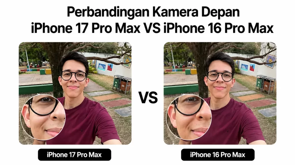 Perbandingan kamera depan iPhone 17 pro max vs iPhone 17 pro max result